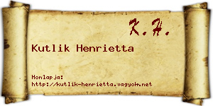 Kutlik Henrietta névjegykártya